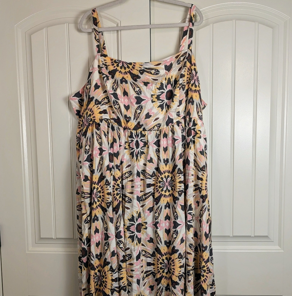 Torrid NWT Multicolor Midi Sundress W/Medallion Print Smocked Back Sz4x Luxury